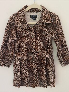 Children’s Place Vintage Leopard Corduroy Belted Dress Sz 3